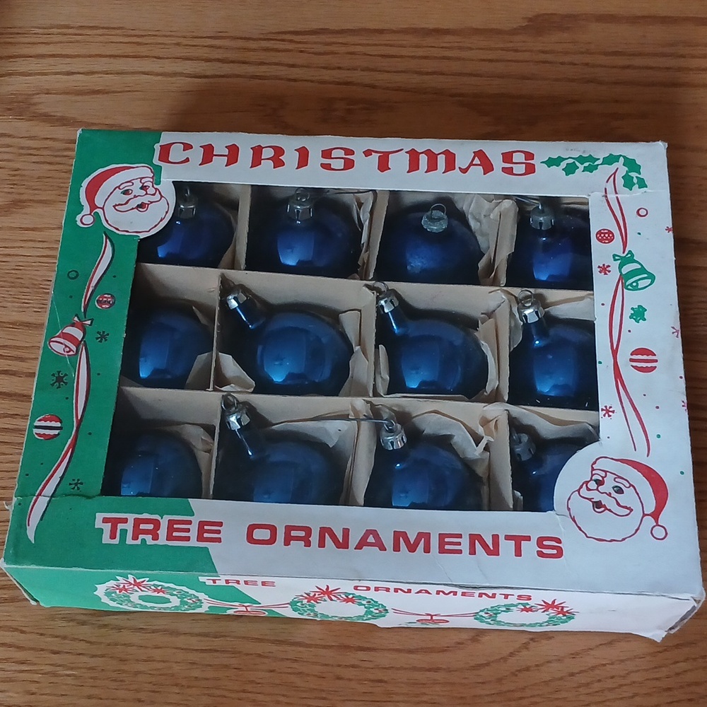 Vintage Blue Christmas Ornaments